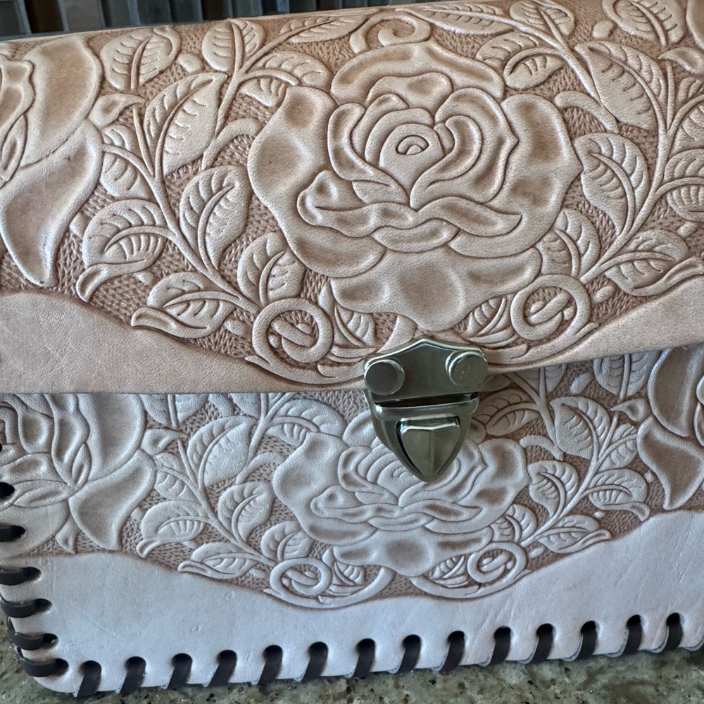 Handmade Leather Floral Embossed Bag